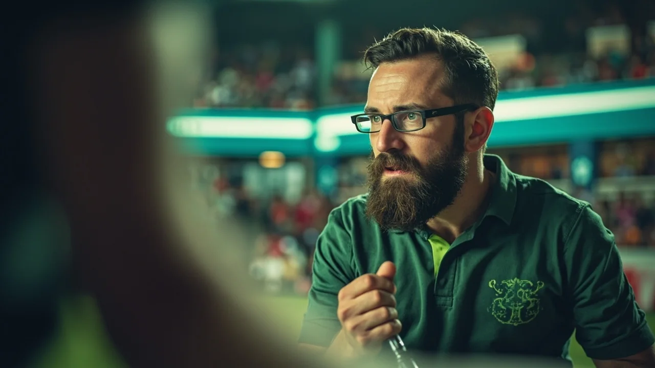 Editorial mid-frame of a captain at the toss with coin in hand, used to anchor the toss and captaincy layer